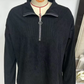 Anastasia Black Ribbed Half‑Zip Pullover