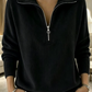 Anastasia Black Ribbed Half‑Zip Pullover