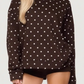 Clare Chocolate Polka‑Dot Cozy Hoodie