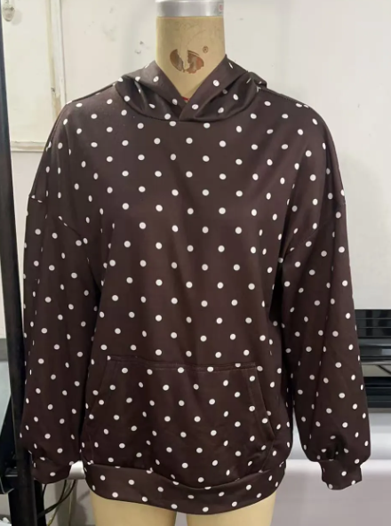 Clare Chocolate Polka‑Dot Cozy Hoodie