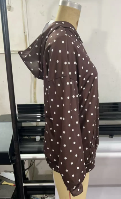 Clare Chocolate Polka‑Dot Cozy Hoodie