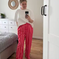 Robelle Red Wide‑Leg Vertical Stripe Pants