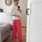 Robelle Red Wide‑Leg Vertical Stripe Pants