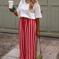 Robelle Red Wide‑Leg Vertical Stripe Pants
