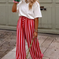 Robelle Red Wide‑Leg Vertical Stripe Pants