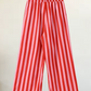 Robelle Red Wide‑Leg Vertical Stripe Pants