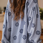Morticia Blue Drop Shoulder Button Up Blouse