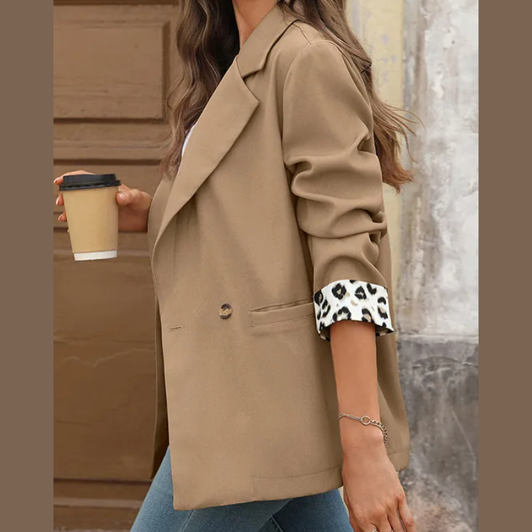 Evalee Chic Leopard‑Cuff Blazer