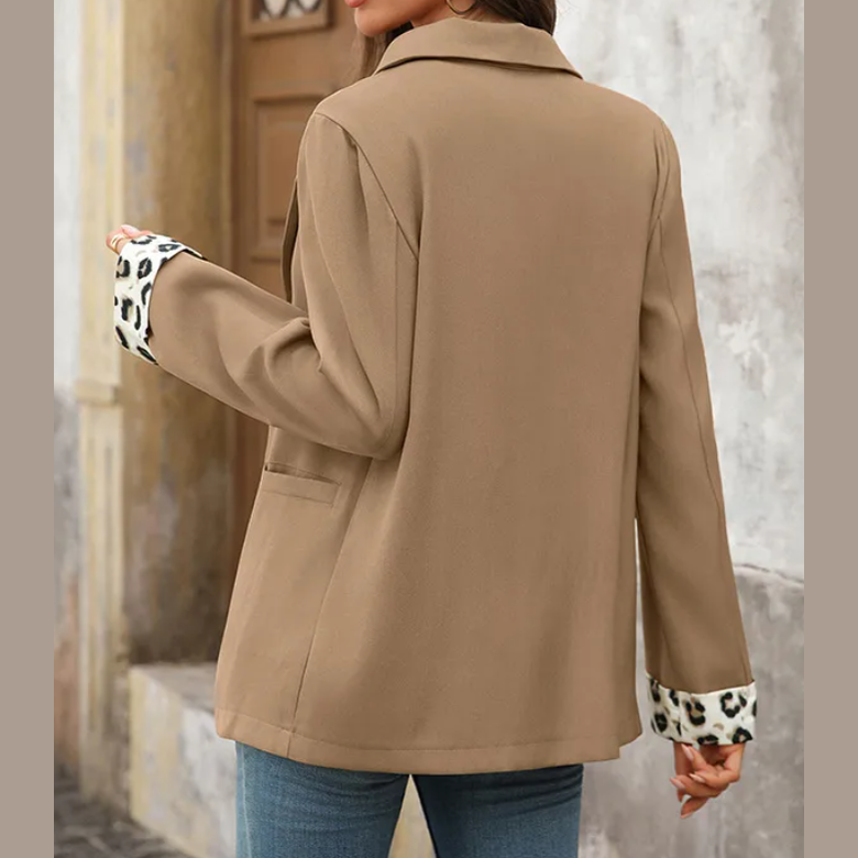 Evalee Chic Leopard‑Cuff Blazer