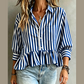 Fredrica Blue Stripe Peplum Blouse