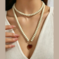 Beaded Necklace With Heart Pendant - 5 Colors