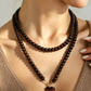 Beaded Necklace With Heart Pendant - 5 Colors