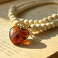 Beaded Necklace With Heart Pendant - 5 Colors