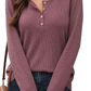 Lenora Mauve Waffle‑Knit Long Sleeve Top