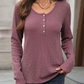 Lenora Mauve Waffle‑Knit Long Sleeve Top