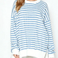 Corby Light Blue Striped Oversized Textured Top