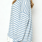 Corby Light Blue Striped Oversized Textured Top
