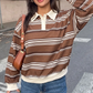 Dasha Timeless Brown‑Stripe Polo