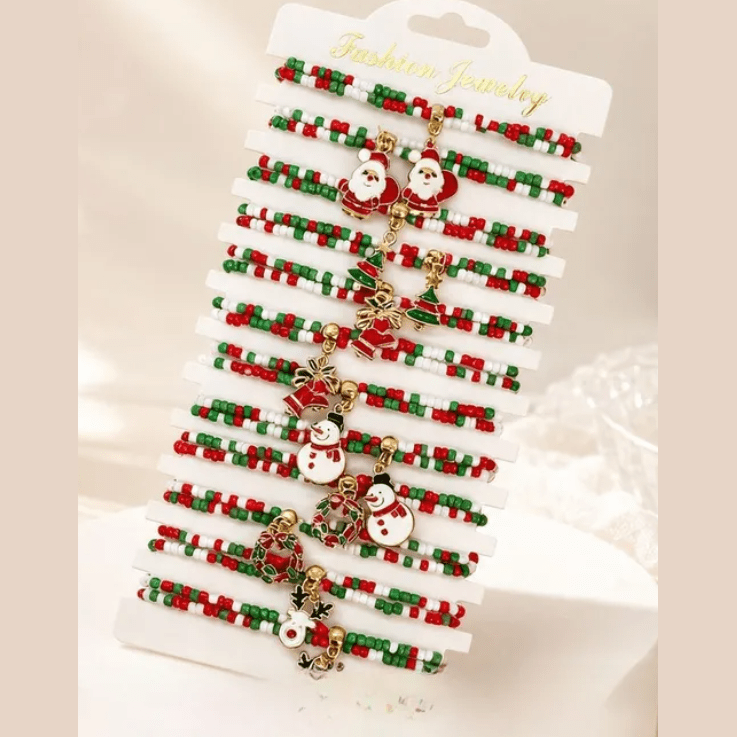 12 Pc. Beaded Christmas Bracelet Set