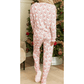 Pink Santa Claus Striped Print Loose Fit Two Piece Lounge Set