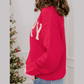 Merry Red Drop Shoulder Round Neck Letter Print Colorblock Sweater