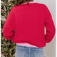 Merry Red Drop Shoulder Round Neck Letter Print Colorblock Sweater