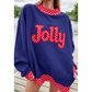 Jolly Polka Dot Letter Print Contrast Trim Mock Neck Sweatshirt