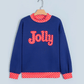Jolly Polka Dot Letter Print Contrast Trim Mock Neck Sweatshirt