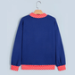 Jolly Polka Dot Letter Print Contrast Trim Mock Neck Sweatshirt