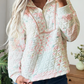Courtie Floral Quilted Metal Zipper Collar Long Sleeve Sweatshirt