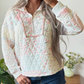Courtie Floral Quilted Metal Zipper Collar Long Sleeve Sweatshirt