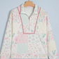 Courtie Floral Quilted Metal Zipper Collar Long Sleeve Sweatshirt
