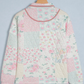 Courtie Floral Quilted Metal Zipper Collar Long Sleeve Sweatshirt