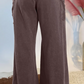 Kimbra Dark Brown Cotton Mineral Wash Elastic Waist Drawstring Tie Detail Cargo Pants