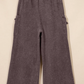 Kimbra Dark Brown Cotton Mineral Wash Elastic Waist Drawstring Tie Detail Cargo Pants