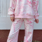 Fynn Pink Abstract Plant Print Long Sleeve V Neck Pant Set