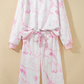 Fynn Pink Abstract Plant Print Long Sleeve V Neck Pant Set
