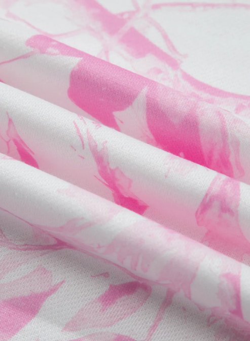 Fynn Pink Abstract Plant Print Long Sleeve V Neck Pant Set