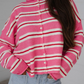 Shelbie Pink Stripe Striped Drop Shoulder Button Cardigan
