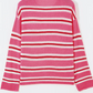 Shelbie Pink Stripe Striped Drop Shoulder Button Cardigan