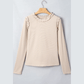 Prudence Beige Round Neck Frill Detail Long Sleeve Top
