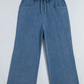 Velma Blue Mineral Wash Seam Detail Flare Leg Drawstring Pants