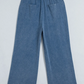 Velma Blue Mineral Wash Seam Detail Flare Leg Drawstring Pants