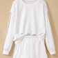 Ameera White Polka Dot Print Side Stripe Detail Casual Sweatshirt 2pcs Short Set