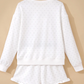 Ameera White Polka Dot Print Side Stripe Detail Casual Sweatshirt 2pcs Short Set