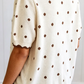 Catrina Beige Casual Polka Dot Short Sleeve Round Neck Shift Sweater