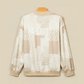 Wanda Khaki Patchwork Floral Print Mock Neck Long Sleeve Sweatshirt