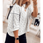 Suza Grey Polka Dot Print Piping Trim 3/4 Sleeve Relaxed Top