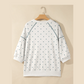 Suza Grey Polka Dot Print Piping Trim 3/4 Sleeve Relaxed Top