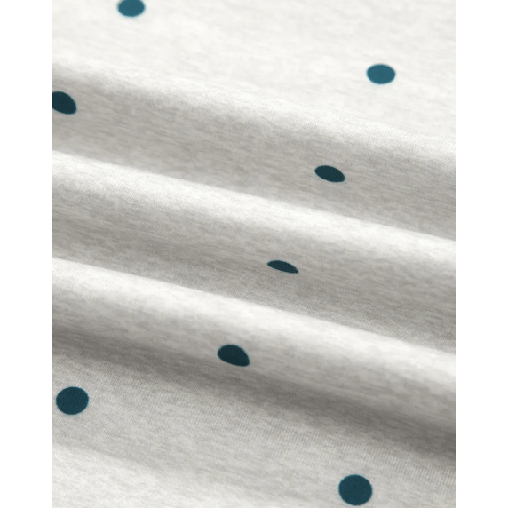 Suza Grey Polka Dot Print Piping Trim 3/4 Sleeve Relaxed Top
